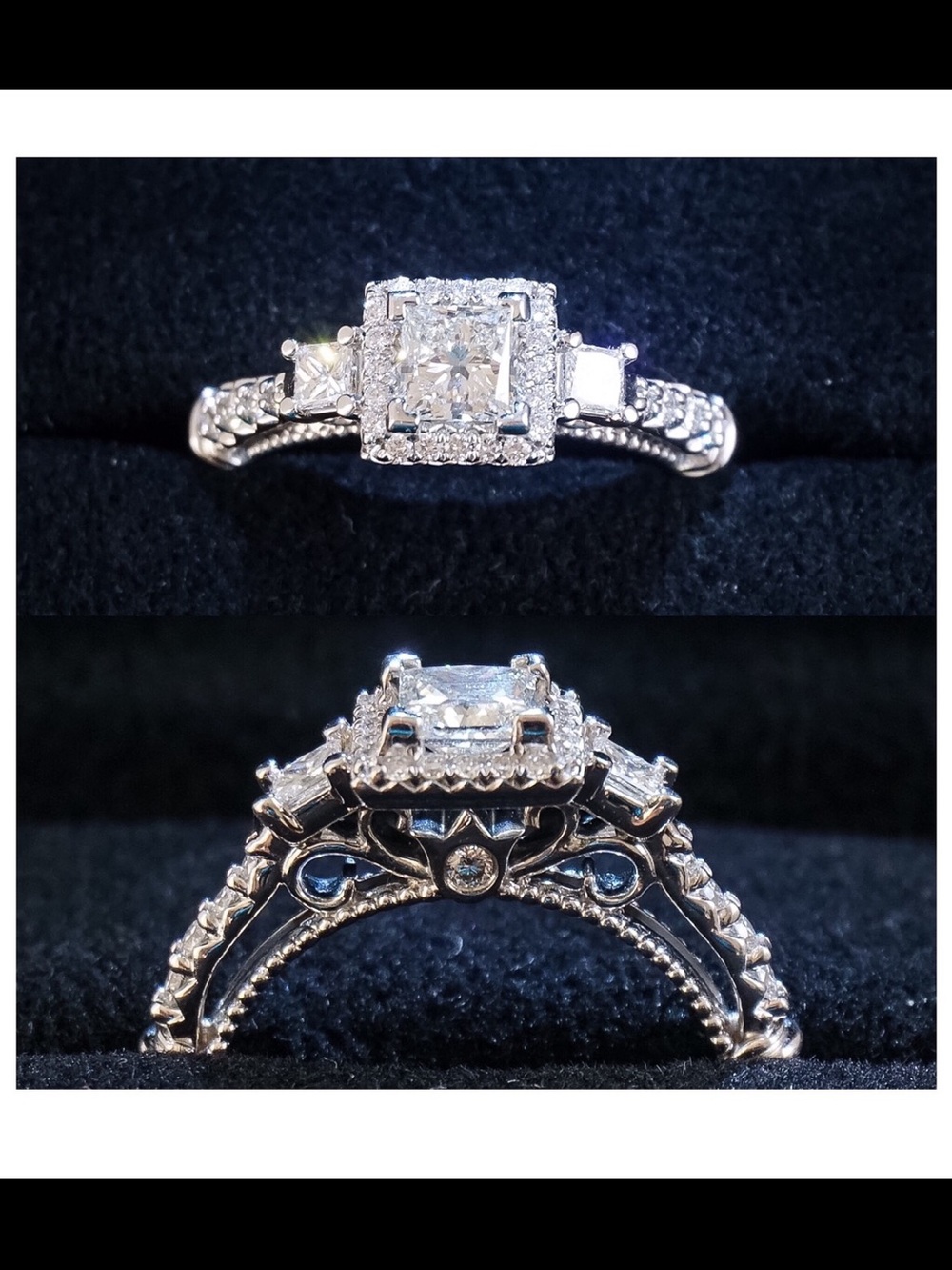 Verragio 14k White Gold Lab Grown Diamond Ring with Natural Side Stones